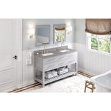 Jeffrey Alexander VKITWAV60GRSGR 60" Grey Wavecrest Vanity, double bowl, Steel Grey Cultured Marble Vanity Top, two undermount rectangle bowls