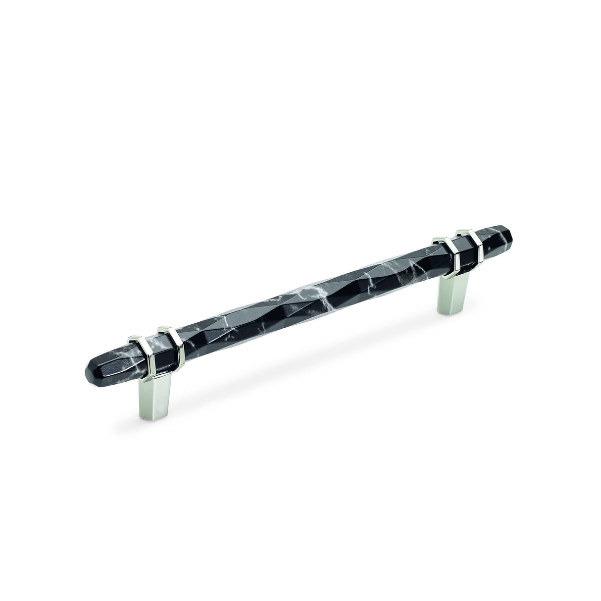 Amerock BP36650MBKPN Carrione Cabinet Pull, 6-5/16 in (160 mm) Center-to-Center, Marble Black/Polished Nickel