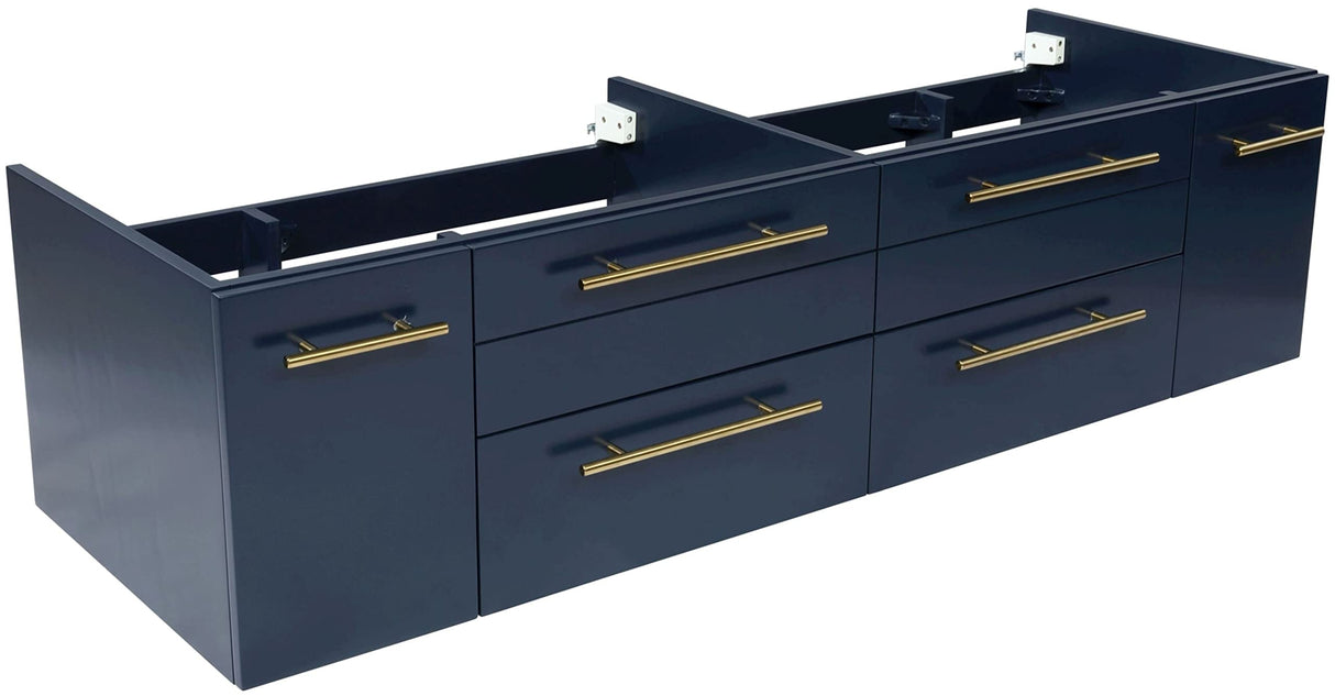 Fresca FCB6160RBL-UNS-D Fresca Lucera 60" Royal Blue Wall Hung Double Undermount Sink Modern Bathroom Cabinet