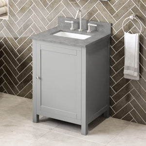 Jeffrey Alexander VKITAST24GRSGR 24" Grey Astoria Vanity, Steel Grey Cultured Marble Vanity Top, undermount rectangle bowl