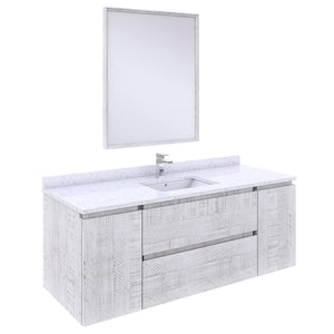 Fresca FVN31-123012RWH Fresca Formosa 54" Wall Hung Modern Bathroom Vanity w/ Mirror in Rustic White