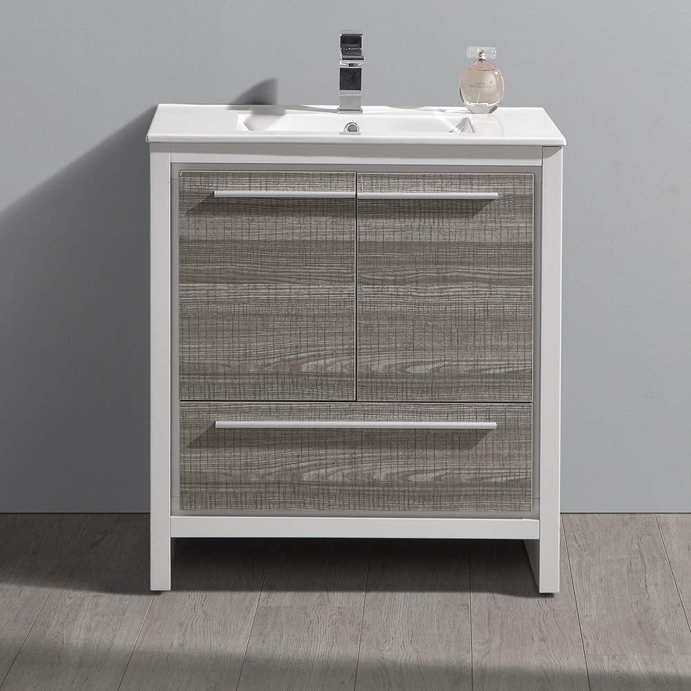 Fresca FCB8130HA-I Fresca Allier Rio 30" Ash Gray Modern Bathroom Cabinet w/ Sink