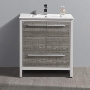 Fresca FCB8130HA-I Fresca Allier Rio 30" Ash Gray Modern Bathroom Cabinet w/ Sink