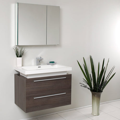 Fresca FVN8080GO Fresca Medio 32" Gray Oak Modern Bathroom Vanity w/ Medicine Cabinet