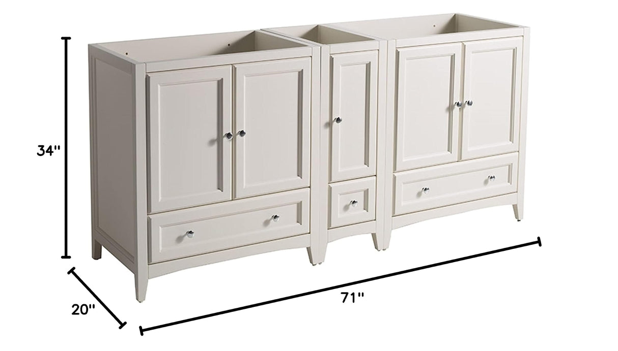 Fresca FCB20-301230AW Fresca Oxford 71" Antique White Traditional Double Sink Bathroom Cabinets