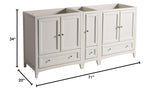 Fresca FCB20-301230AW Fresca Oxford 71" Antique White Traditional Double Sink Bathroom Cabinets