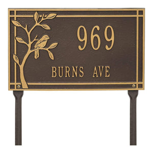 Whitehall 2518OG - Personalized Woodridge Bird Plaque - Standard - Lawn - 2 Line