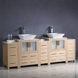 Fresca FCB62-72ES-CWH-V Fresca Torino 84" Espresso Modern Double Sink Bathroom Cabinets w/ Tops & Vessel Sinks