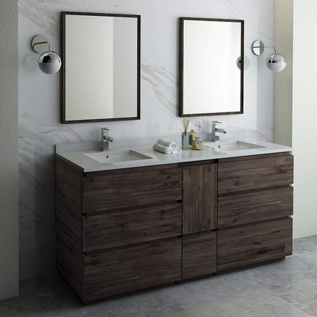 Fresca FVN31-301230ACA-FC Fresca Formosa 72" Floor Standing Double Sink Modern Bathroom Vanity w/ Mirrors