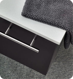 Fresca FCB6136ES-UNS-R-CWH-U Fresca Lucera 36" Espresso Wall Hung Modern Bathroom Cabinet w/ Top & Undermount Sink - Right Version