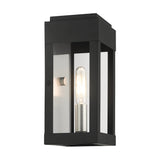 Livex Lighting 21231-04 York 1 Light Outdoor ADA Wall Lantern, Black with Brushed Nickel Finish Candles with Brushed Nickel Stainless Steel Reflector