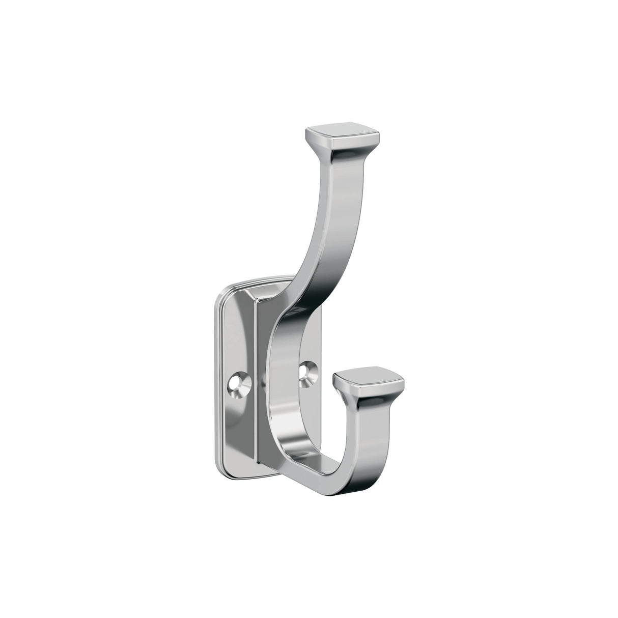 Amerock H3700726 Alder Double Prong Decorative Wall Hook Polished Chrome Hook for Coats, Hats, Backpacks, Bags Hooks for Bathroom, Bedroom, Closet, Entryway, Laundry Room, Office