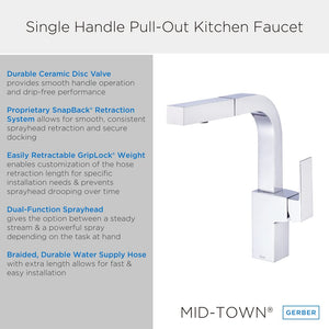 Gerber D404562SS Stainless Steel Mid-town Single Handle Pull-out Kitchen Faucet