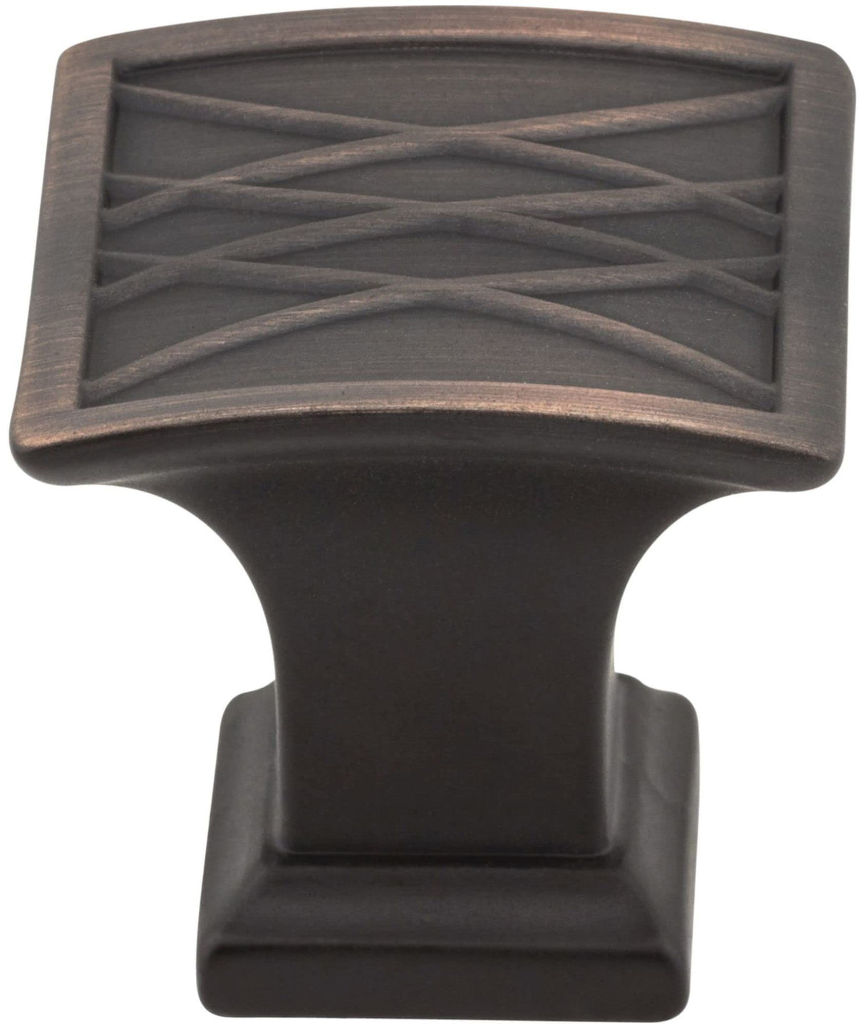 Jeffrey Alexander 535BNBDL 1-1/4" Overall Length Brushed Pewter Square Geometric Pattern Aberdeen Cabinet Knob