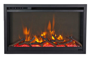 Amantii TRD-33-XS Traditional Xtraslim Smart Electric 33" WiFi Enabled Fireplace, Featuring a Multi Function Remote Control, Multi Flame Speeds and Clear Glass Media