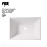 VIGO VGT1212 13.75" L -18.0" W -12.5" H Matte Stone Vinca Composite Rectangular Vessel Bathroom Sink in White with Faucet and Pop-Up Drain in Brushed Nickel