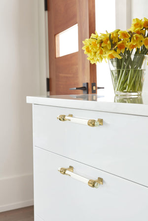 Amerock Cabinet Pull Clear/Champagne Bronze 5-1/16 inch (128 mm) Center to Center Glacio 1 Pack Drawer Pull Drawer Handle Cabinet Hardware