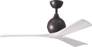 Matthews Fan IR3-TB-MWH-52 Irene-3 three-blade paddle fan in Textured Bronze finish with 52" solid matte white wood blades.