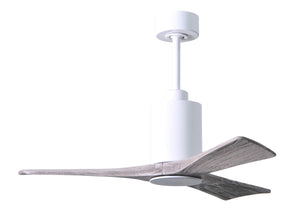 Matthews Fan PA3-WH-BW-42 Patricia-3 three-blade ceiling fan in Gloss White finish with 42” solid barn wood tone blades and dimmable LED light kit 