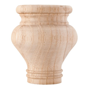 Hardware Resources BF42MP 3-1/2" W x 3-1/2" D x 4" H Maple Turned Bun Foot