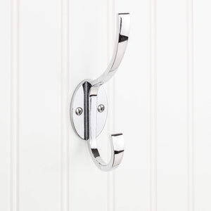 Elements YD55-587PC 5-7/8" Polished Chrome Flared Transitional Double Prong Wall Mounted Hook