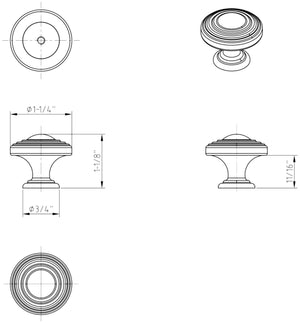 Jeffrey Alexander 137SN 1-1/4" Diameter Satin Nickel Stacked Bremen 2 Cabinet Knob
