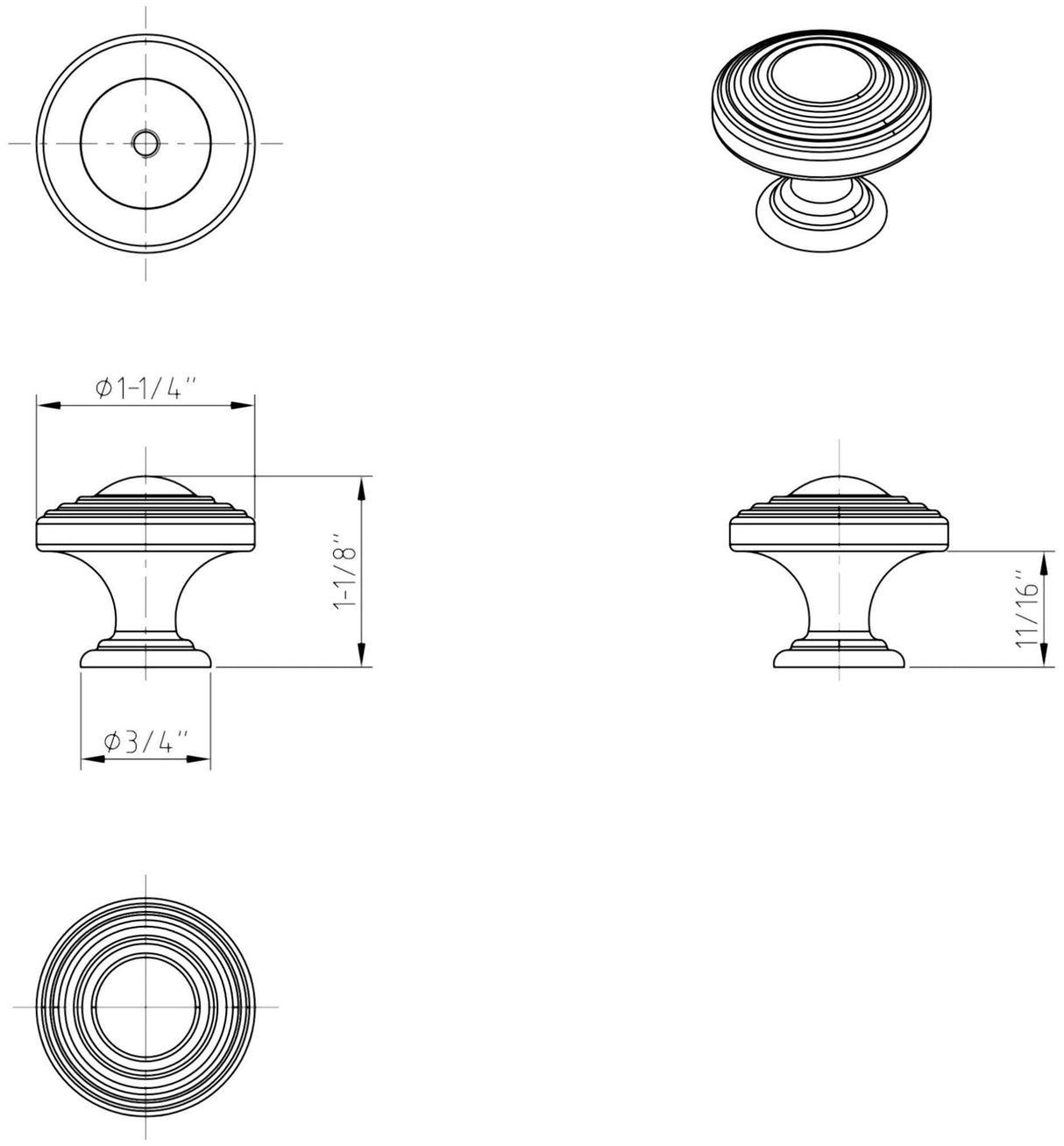 Jeffrey Alexander 137DMAC 1-1/4" Diameter Distressed Oil Rubbed Bronze Stacked Bremen 2 Cabinet Knob