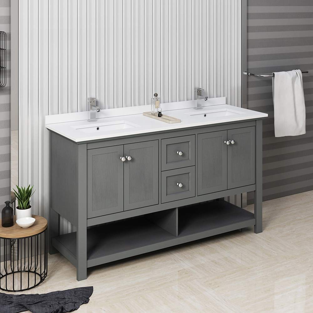 Fresca FCB2360VG-D-CWH-U Double Sink Cabinet with Sinks