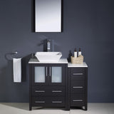 Fresca FVN62-2412ES-VSL Fresca Torino 36" Espresso Modern Bathroom Vanity w/ Side Cabinet & Vessel Sink