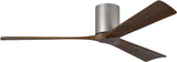 Matthews Fan IR3H-BN-WA-60 Irene-3H three-blade flush mount paddle fan in Brushed Nickel finish with 60” solid walnut tone blades. 