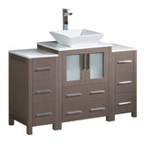 Fresca FCB62-122412GR-CWH-V Fresca Torino 48" Gray Modern Bathroom Cabinets w/ Top & Vessel Sink