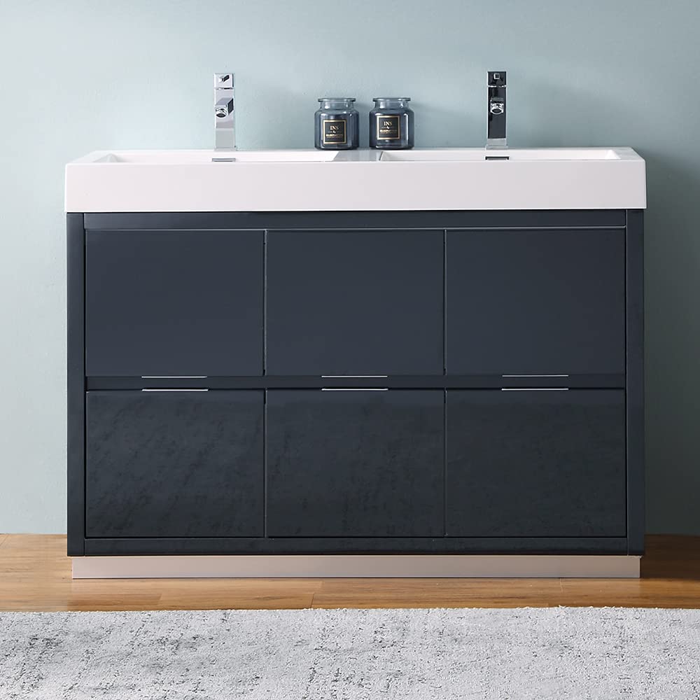 Fresca FCB8448GO-D-I Fresca Valencia 48" Gray Oak Free Standing Double Sink Modern Bathroom Vanity