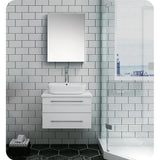 Fresca FVN6124WH-VSL Fresca Lucera 24" White Wall Hung Vessel Sink Modern Bathroom Vanity w/ Medicine Cabinet