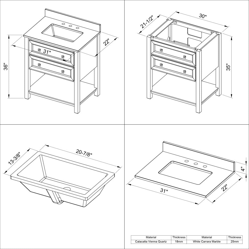 Jeffrey Alexander VKITADL30BKSGR 30" Black Adler Vanity, Steel Grey Cultured Marble Vanity Top, undermount rectangle bowl