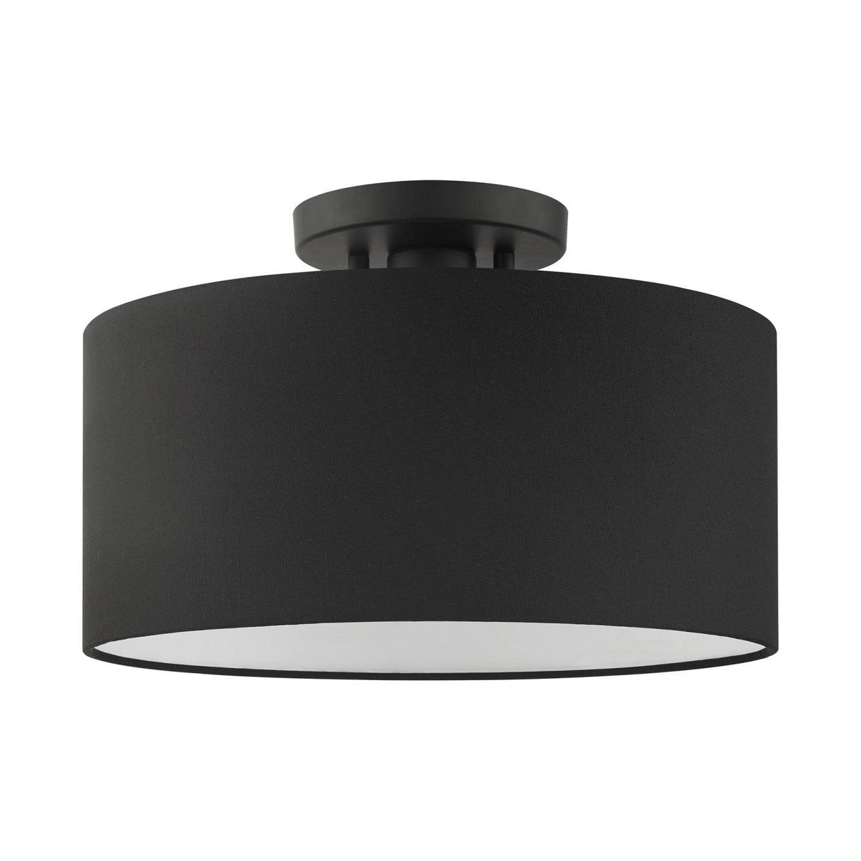 Livex Lighting Bainbridge 1 Light Black Color Fabric Ceiling Mount