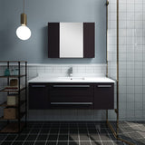 Fresca FVN6148WH-UNS Fresca Lucera 48" White Wall Hung Undermount Sink Modern Bathroom Vanity w/ Medicine Cabinet