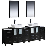 Fresca FVN62-72ES-VSL Fresca Torino 84" Espresso Modern Double Sink Bathroom Vanity w/ 3 Side Cabinets & Vessel Sinks