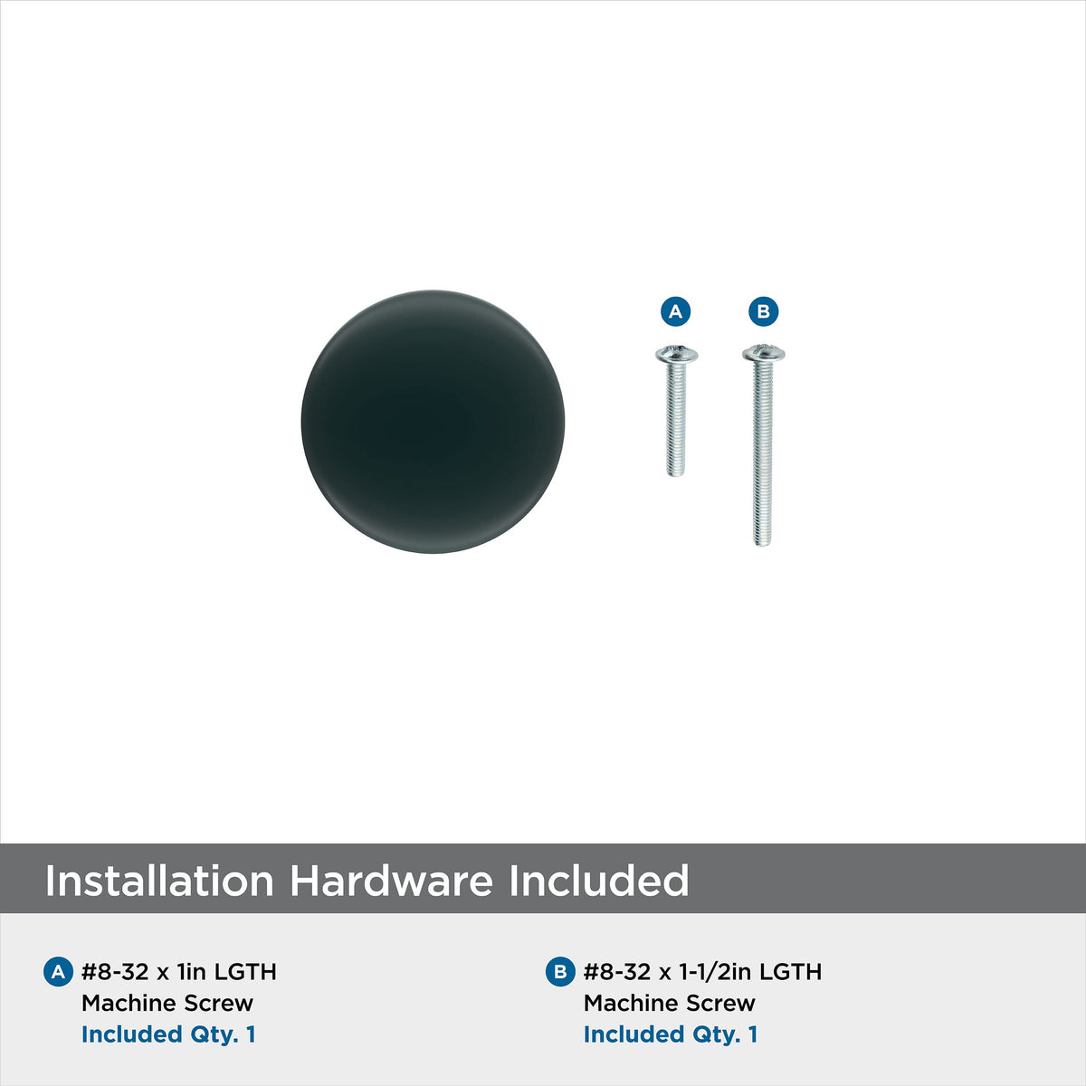 Amerock Cabinet Knob Matte Black 1-1/4 inch (32 mm) Diameter Riva 1 Pack Drawer Knob Cabinet Hardware