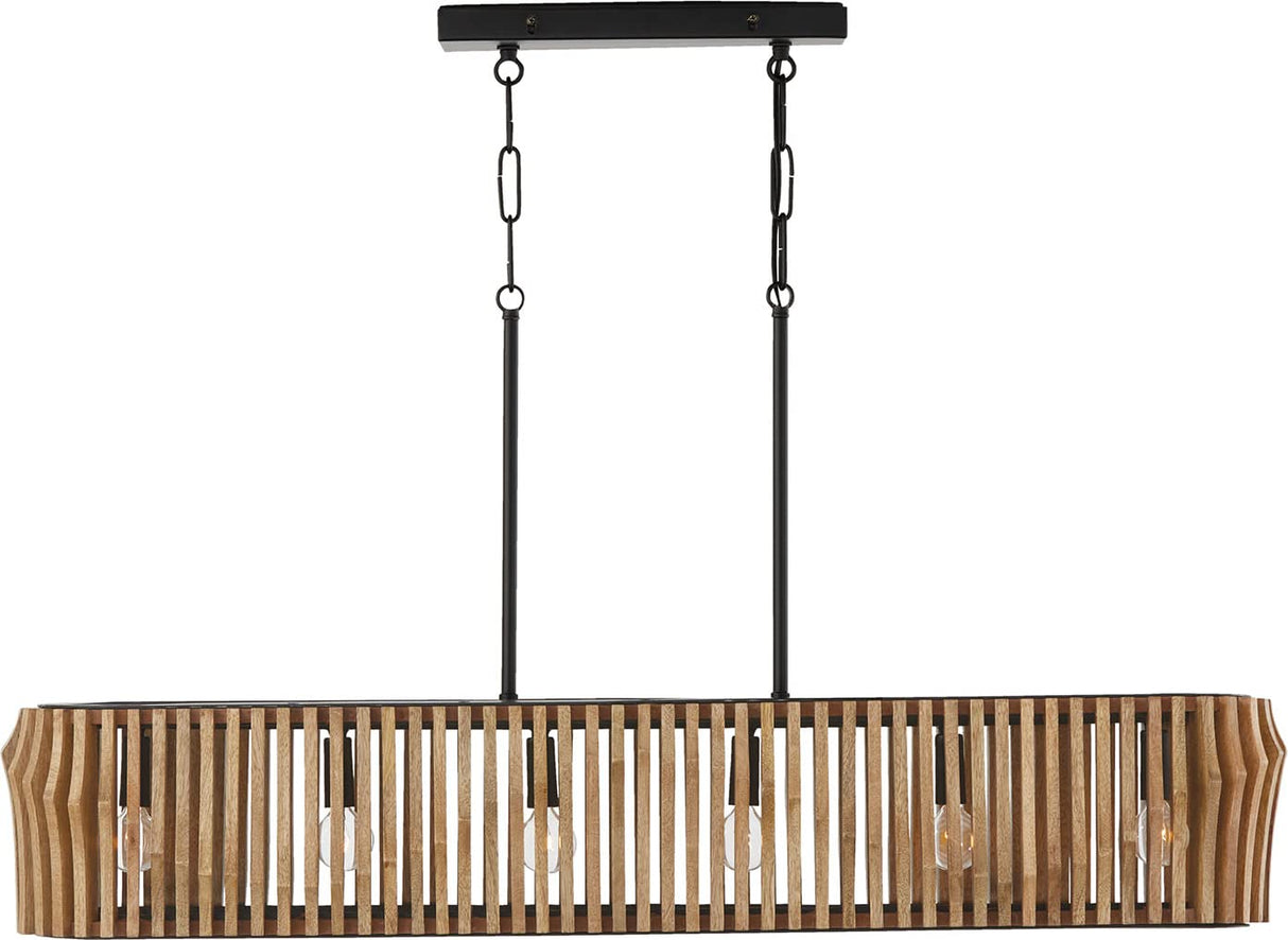 Capital Lighting 844661WK Archer 6 Light Island Light Wood and Matte Black