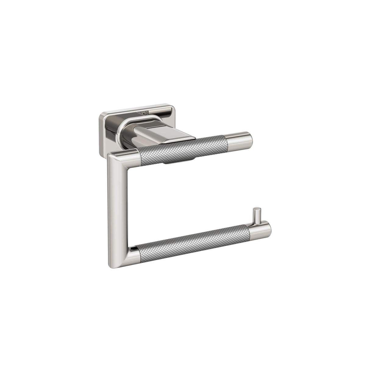 Amerock BH26617PNSS Polished Nickel/Stainless Steel Single Post Toilet Paper Holder 5-7/8 in. (149 mm) Toilet Tissue Holder Esquire Bath Tissue Holder Bathroom Hardware Bath Accessories