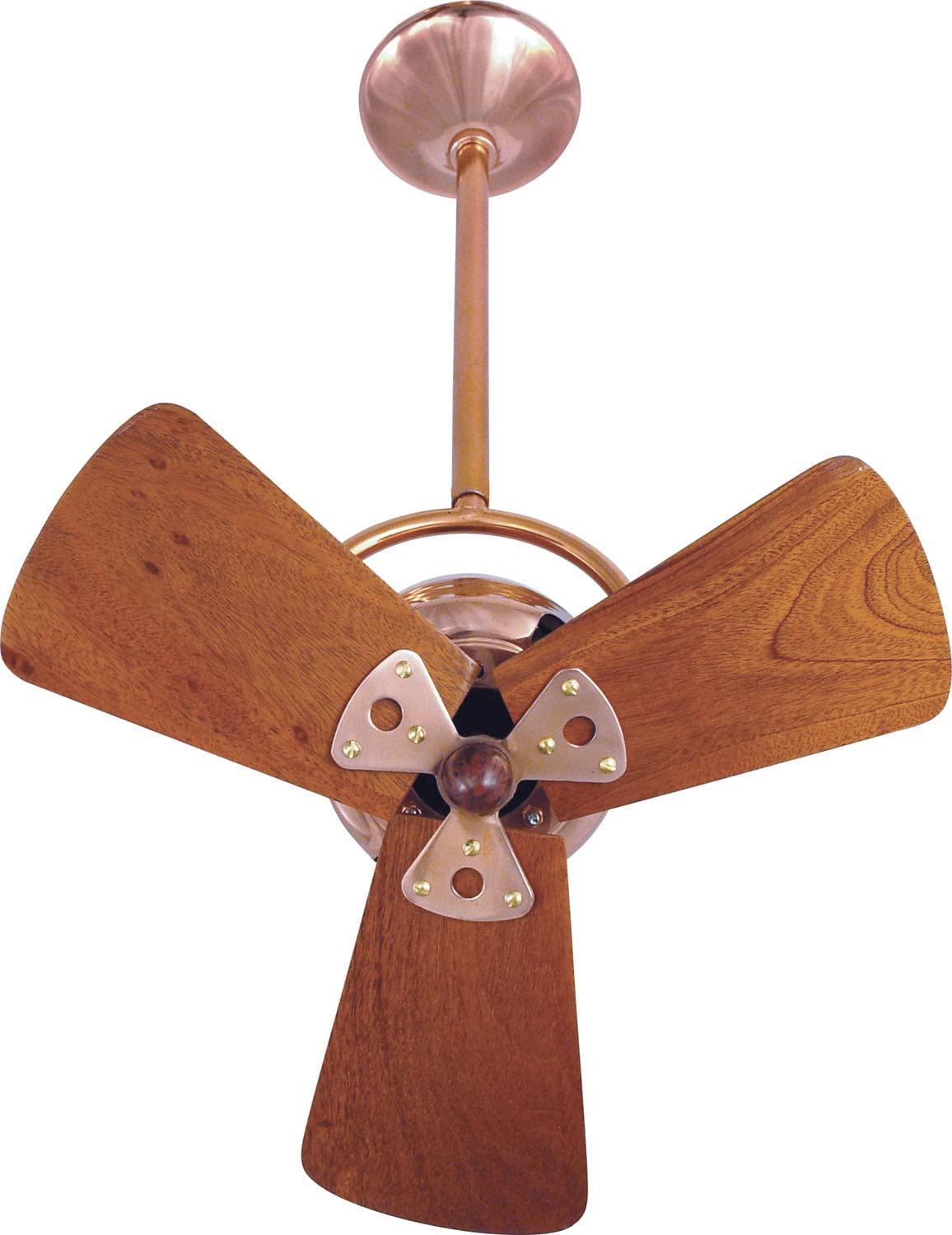Matthews Fan BD-LTBLUE-WD Bianca Direcional ceiling fan in Agua Marinha (Light Blue) finish with solid sustainable mahogany wood blades.