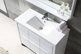 Fresca FVN8140WH Fresca Allier 40" White Modern Bathroom Vanity w/ Mirror