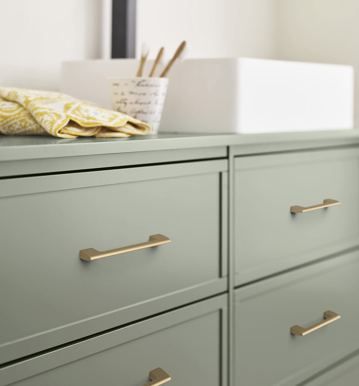 Amerock Cabinet Pull Champagne Bronze 5-1/16 in (128 mm) Center-to-Center Drawer Pull Riva Kitchen and Bath Hardware Furniture Hardware