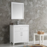 Fresca FVN2130WH Fresca Cambridge 30" White Traditional Bathroom Vanity w/ Mirror