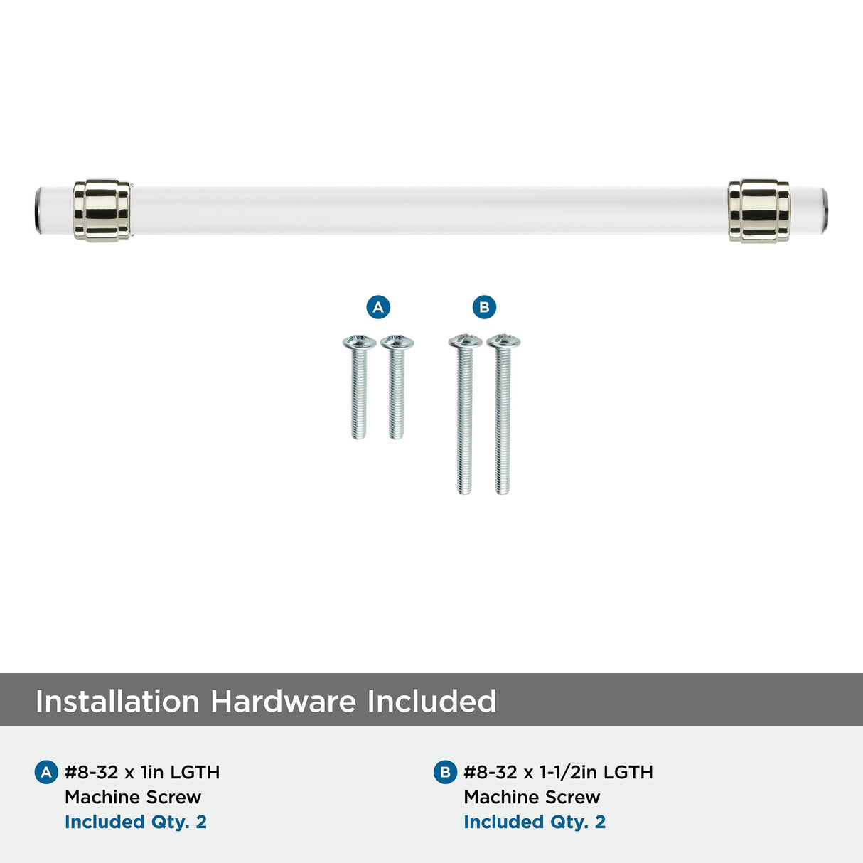 Amerock BP36661CPN Clear/Polished Nickel Cabinet Pull 8 in (203 mm) Center-to-Center Cabinet Handle Glacio Drawer Pull Kitchen Cabinet Handle Furniture Hardware