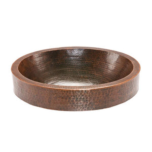Premier Copper Products VO18SKDB 18" Oval Skirted Vessel Hammered Copper Sink