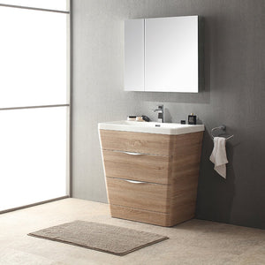Fresca FVN8532WK Fresca Milano 32" White Oak Modern Bathroom Vanity w/ Medicine Cabinet