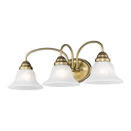 Livex Lighting 1533-01 Edgemont 3 Light Vanity Antique Brass with White Alabaster Glass