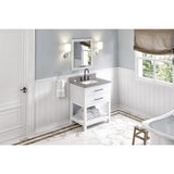 Jeffrey Alexander VKITWAV30WHSGR 30" White Wavecrest Vanity, Steel Grey Cultured Marble Vanity Top, undermount rectangle bowl