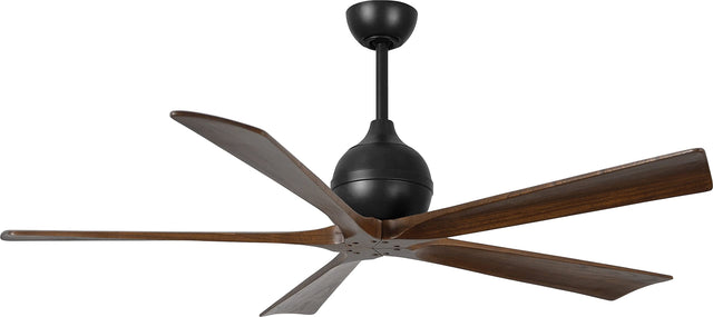 Matthews Fan IR5-BK-WA-60 Irene-5 five-blade paddle fan in Matte Black finish with 60" solid walnut tone blades.